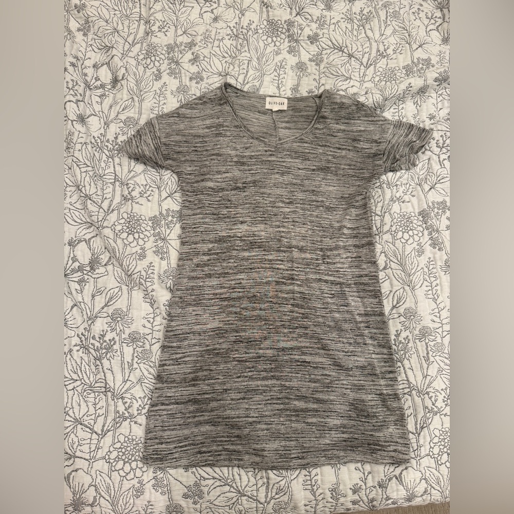 Olive+Oak Gray Short Sleeve Women's T shirt Dress